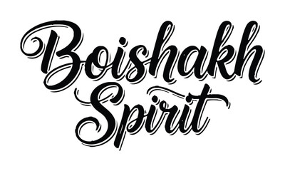 Obraz premium Elegant black calligraphy script reading boishakh spirit on a clean white background.