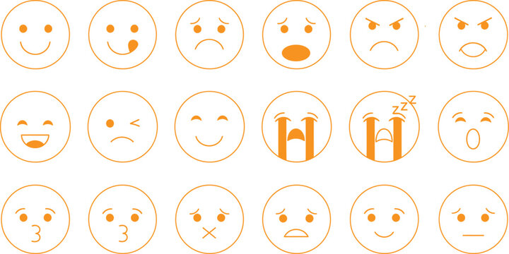 Creative Vector Smiley Face Set: Modern Thin Line Emoticons for Digital UI Design
