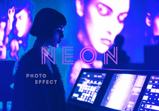 Neon Photo Effect Mockup