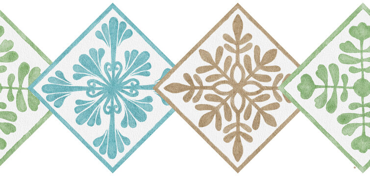Watercolor Hawaiian quilt borders and frames-300dpi-