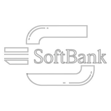 Soft Bank black and white minimal simple stylized letter S with text SoftBank