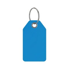 Fototapeta premium Bright blue tag with a metal ring attachment for identification or labeling purposes