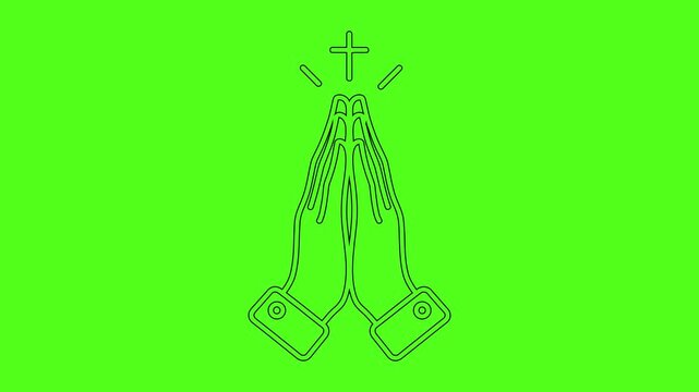 Praying Hands with Radiant Cross for Faith and Divine Guidance Animation