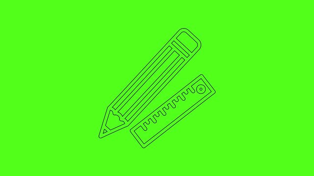 Pencil and Ruler Drafting Tools Animated Icon for Education and Design