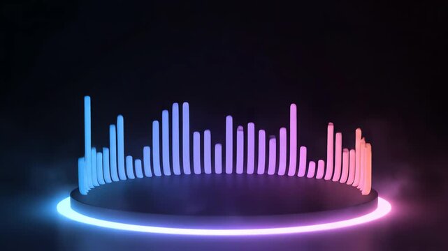 Circular Neon Audio Spectrum Visualizer 4K Video Background
