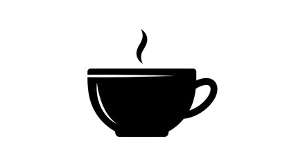 Obraz premium Hot coffee cup silhouette icon for cafe and restaurant logo.
