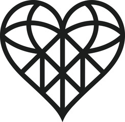 Stained glass heart geometric pattern vector silhouette