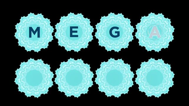 Mega Sale Blue Letter Reveal Animation on Luxury Blue Ornamental Frame with Snowfall Intro and Ice Freeze Outro, Elegant Winter Discount Promotional Typography for Retail Marketing Campaign, 4K Motion