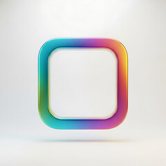 Obraz premium Vibrant, iridescent, holographic square floating against a white background.