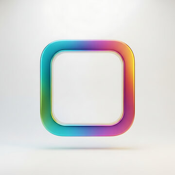 Vibrant, iridescent, holographic square floating against a white background.
