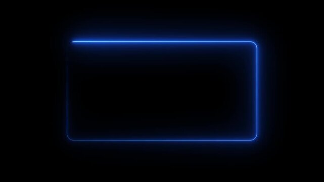 Blue color Rectangle glowing neon frame background animation, Glowing neon rectangle border frame in the shape rectangle. Motion graphics of picture frame concept