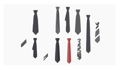 Obraz premium Male business tie vector icons flat illustration set arranged in circular layout isolated on white