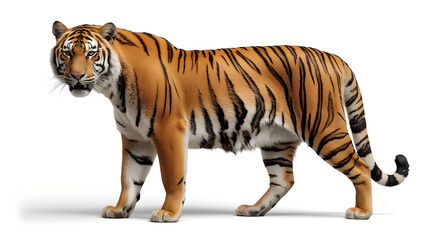 Obraz premium Bengal Tiger Isolated on White Background Full Body Wildlife Image