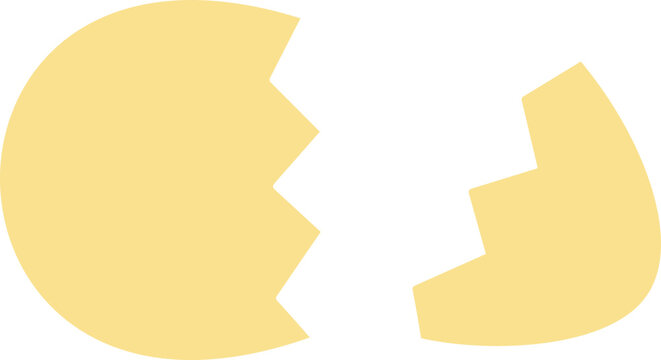 Broken Easter egg shell Silhouette vector illustration with two split halves.
Simple broken eggshell Silhouette for Easter design elements.
Transparent background. svg.