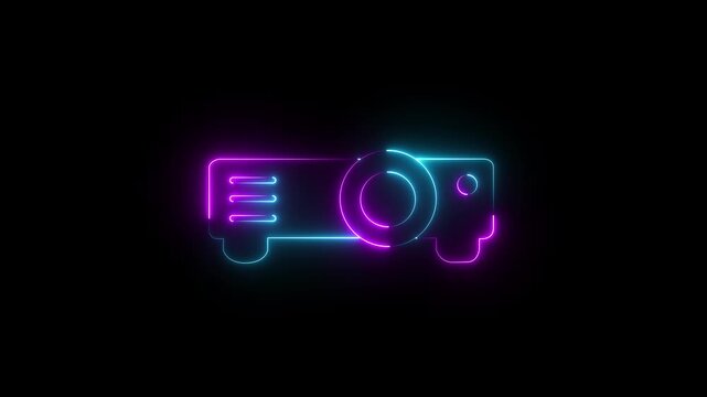 Abstract glowing neon Overhead projector icon animation . 4k motion video animation