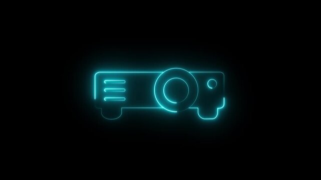 Abstract glowing neon Overhead projector icon animation . 4k motion video animation