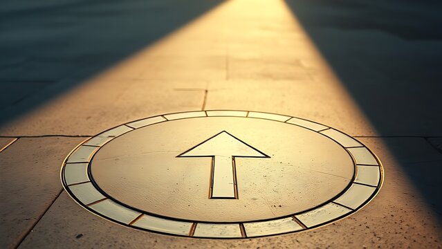 Circular pattern with arrow symbolizing progress and moving forward.