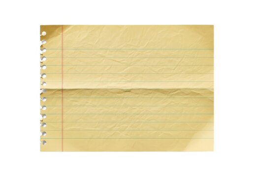 A yellow lined notebook paper with spiral binding on the left side