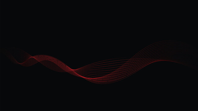 Black abstract background and red line wave