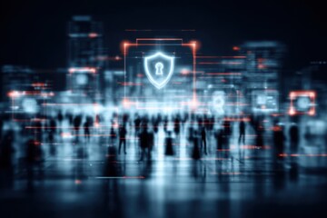 Naklejka premium Digital security at the agency protects the insurance agreement and the contract managed by the lead agent and the senior broker.