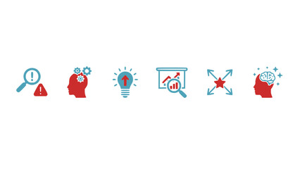 Obraz premium Minimal icon collection featuring alerts, notifications, ideas, and small business concept symbols.