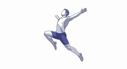 Naklejka premium A stylized runner leaps with arms outstretched, in athletic attire