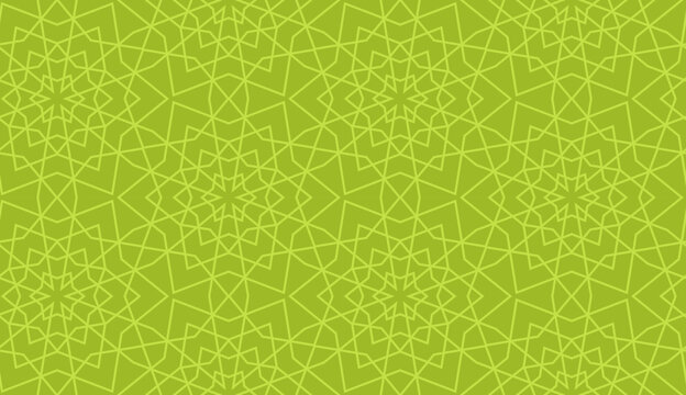 Green islamic geometric seamless pattern, background in duotone pistachio color