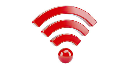 3D Red Wi-Fi Symbol