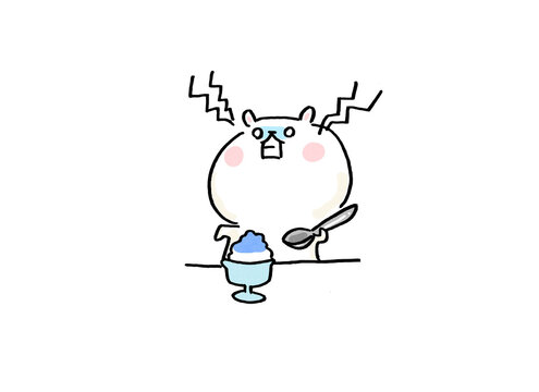 Cute polar bear getting brain freeze from eating shaved ice