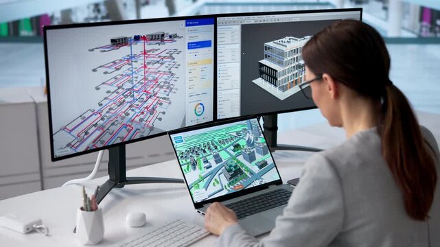 Engineer Using BIM And GIS Software