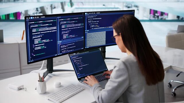 Female Software Engineer Coding Web Applications