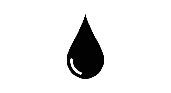 Black Water Drop Icon Isolated on White Background, Simple Liquid Symbol
