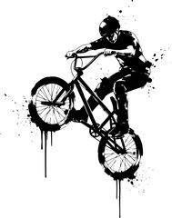 Naklejka premium BMX Freestyle Trick Rider Illustration, Extreme Cycling Athlete Graphic for Street Sport Poster, Logo and T Shirt Design
