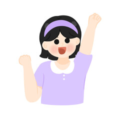 Acting cute girl Handdrawn character in purple shirt