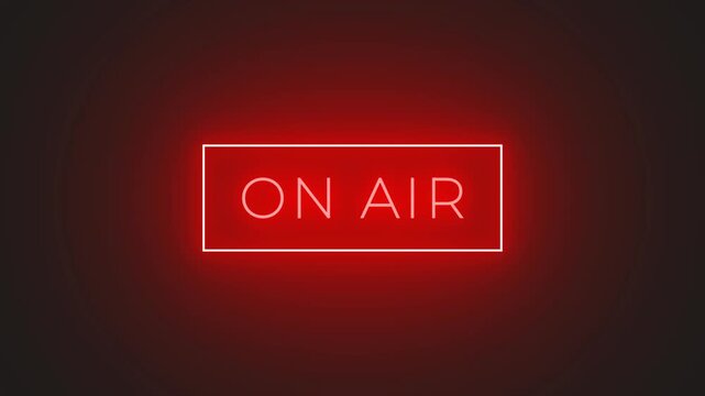 Animation a red neon on air sign pulsates boldly perfect for broadcasting visuals.