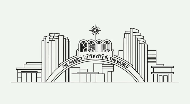 Reno Skyline Arch "The Biggest Little City in the World" Landmark Outline
