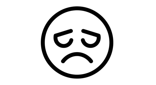 Sad Face Icon, Disappointed Emoji, Negative Emotion Symbol, Simple Line Art