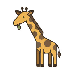 Obraz premium Cute Giraffe Eating Leaf Illustration
