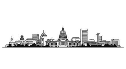 Obraz premium Cityscape Skyline Silhouette of Government Buildings and Modern Architecture