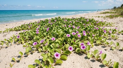Beachfront Flora - A Coastal Paradise of Blooms and Turquoise Waters.