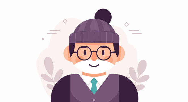 Friendly elderly man with glasses and a hat