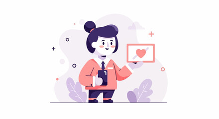 Person holding a tablet displaying a heart with a line through it