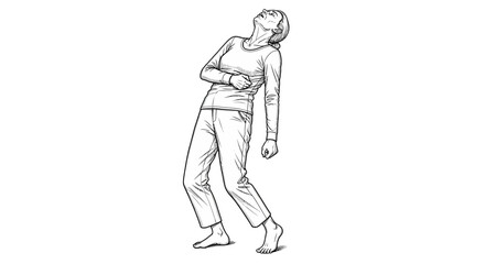 Obraz premium Woman in distress, falling or fainting, clutching chest, medical emergency, pain, collapse