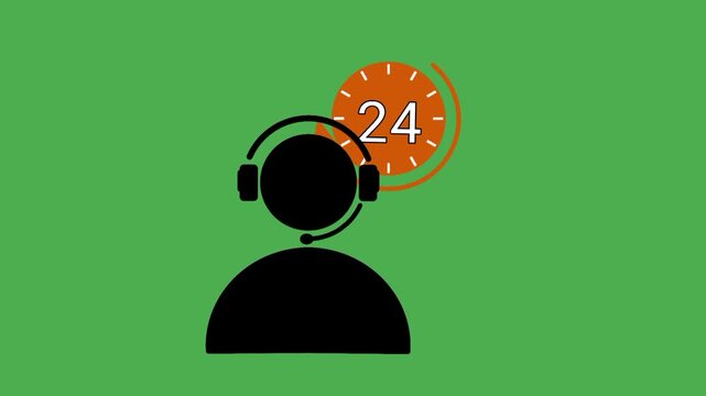 24 hour customer service concept with cs symbol and clock icon. Customer support availability all day for help communication assistance