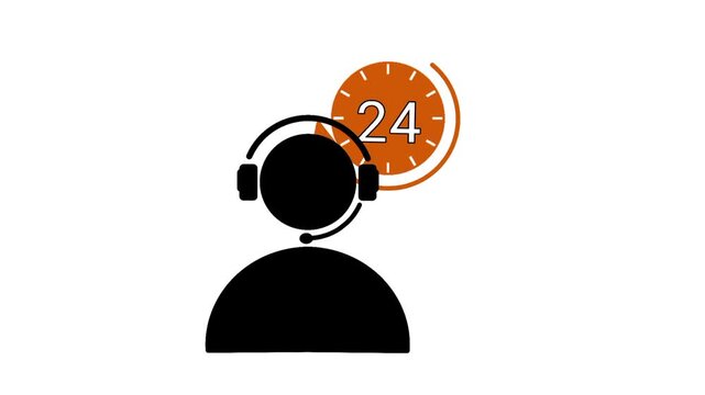 24 hour customer service concept with cs symbol and clock icon. Customer support availability all day for help communication assistance