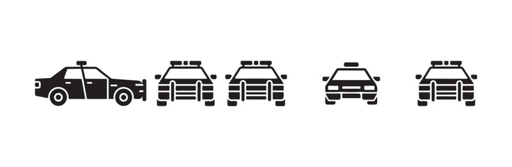 Set of police car icons showing front and side views of emergency vehicles © FARJANAAKTER