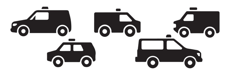 Police suv and van silhouettes collection for security transport and law enforcement graphics © FARJANAAKTER