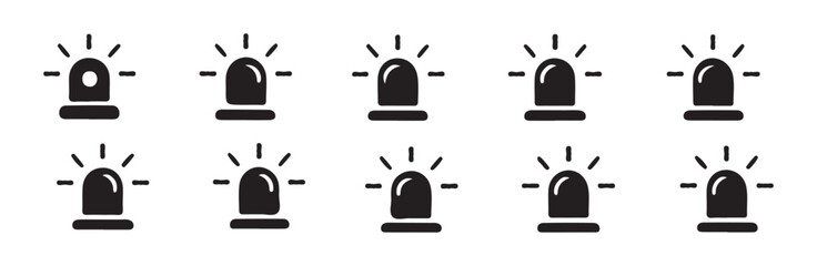 Police car siren icons set for emergency warning light and security notification flat style © FARJANAAKTER