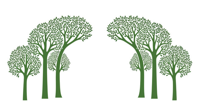 Green leafy tree branches arching to create a natural botanical frame with blank copy space in the center
