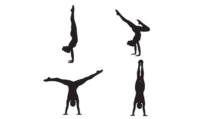Fototapeta premium Set of 4 gymnastics silhouettes vector
